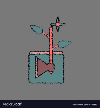 Flat shading style icon axe with buds vector image
