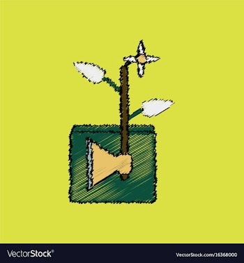 Flat shading style icon axe with buds vector image