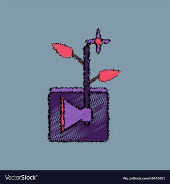 Flat shading style icon axe with buds vector image