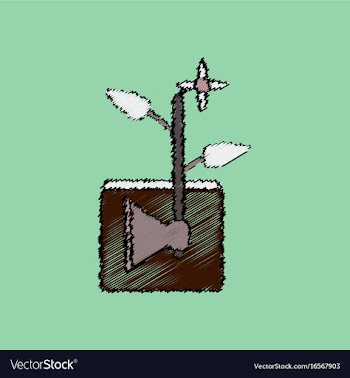 Flat shading style icon axe with buds vector image