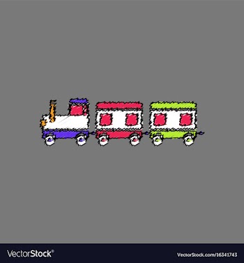 Flat shading style icon babies train vector image