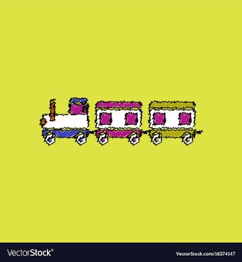 Flat shading style icon babies train vector image