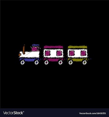 Flat shading style icon babies train vector image