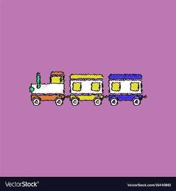 Flat shading style icon babies train vector image
