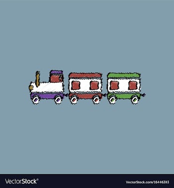 Flat shading style icon babies train vector image