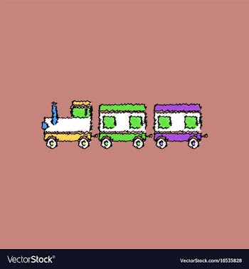 Flat shading style icon babies train vector image