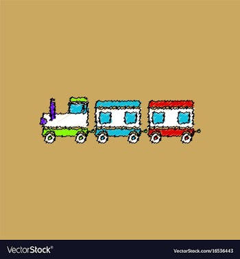 Flat shading style icon babies train vector image