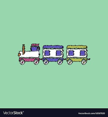 Flat shading style icon babies train vector image