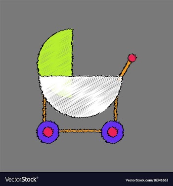 Flat shading style icon baby carriage silhouette vector image