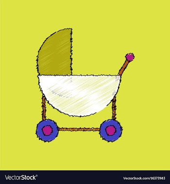 Flat shading style icon baby carriage silhouette vector image