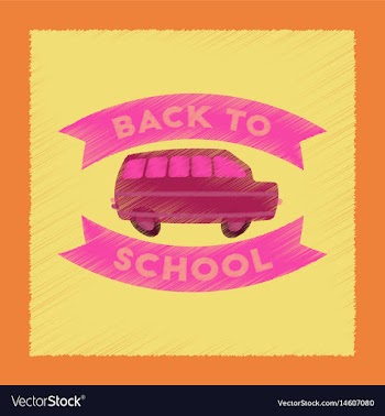 Flat shading style icon back to school bus vector image