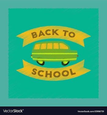 Flat shading style icon back to school bus vector image