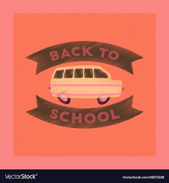 Flat shading style icon back to school bus vector image