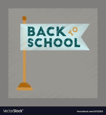 Flat shading style icon Back to school flag vector image