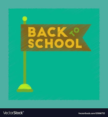 Flat shading style icon back to school flag vector image
