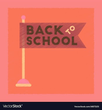 Flat shading style icon back to school flag vector image