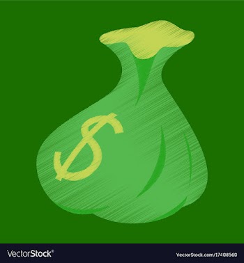 Flat shading style icon bag with money vector image