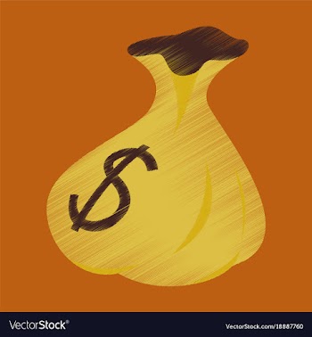 Flat shading style icon bag with money vector image