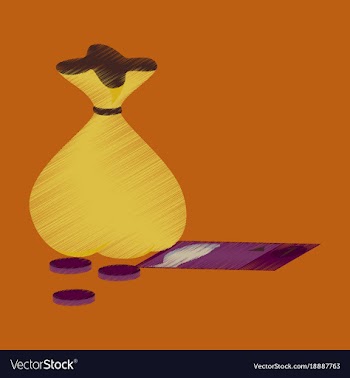 Flat shading style icon bag with money vector image