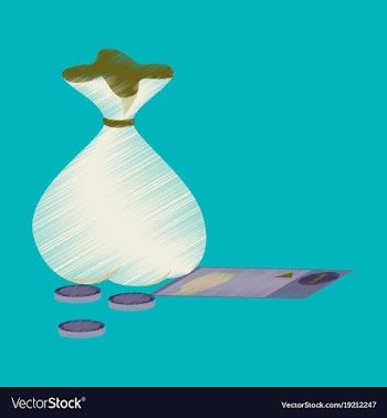 Flat shading style icon bag with money vector image