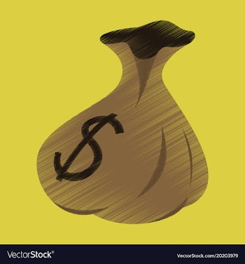 Flat shading style icon bag with money vector image