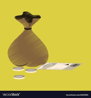 Flat shading style icon bag with money vector image