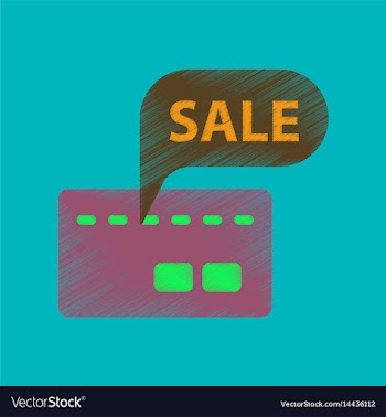 Flat shading style icon bank card sale vector image
