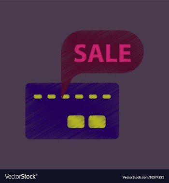 Flat shading style icon bank card sale vector image