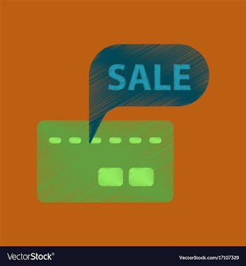 Flat shading style icon bank card sale vector image