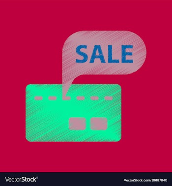 Flat shading style icon bank card sale vector image