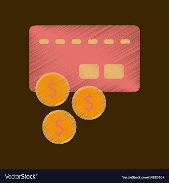 Flat shading style icon bank card vector image