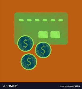 Flat shading style icon bank card vector image