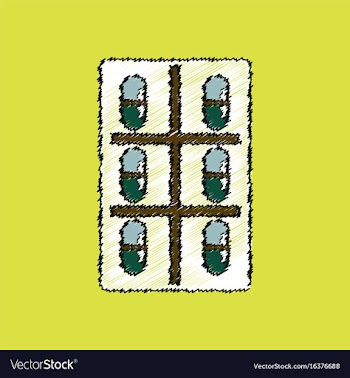Flat shading style icon bank with pills vector image