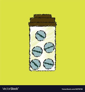 Flat shading style icon bank with pills vector image