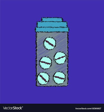 Flat shading style icon bank with pills vector image