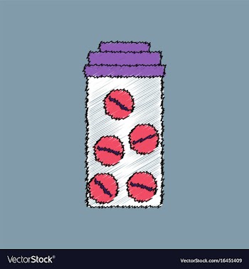 Flat shading style icon bank with pills vector image