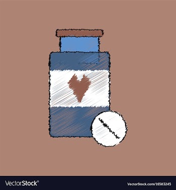 Flat shading style icon bank with pills vector image