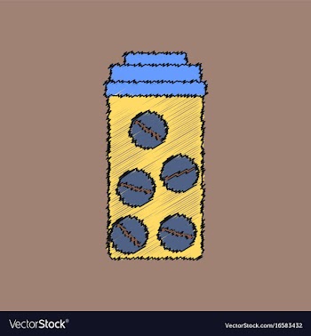 Flat shading style icon bank with pills vector image