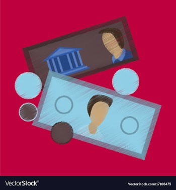Flat shading style icon banknotes and coins vector image