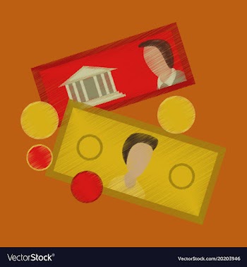 Flat shading style icon banknotes and coins vector image