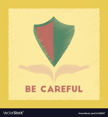 Flat shading style icon be careful hand shield vector image