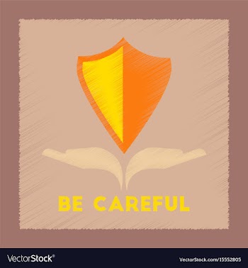 Flat shading style icon be careful hand shield vector image