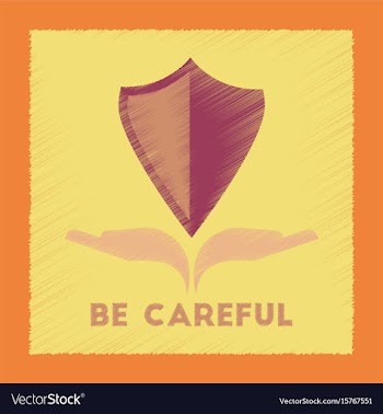Flat shading style icon be careful hand shield vector image