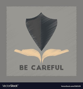 Flat shading style icon be careful hand shield vector image