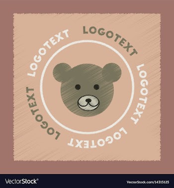 Flat shading style icon bear logo vector image