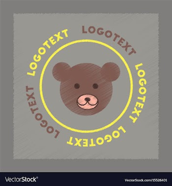 Flat shading style icon bear logo vector image