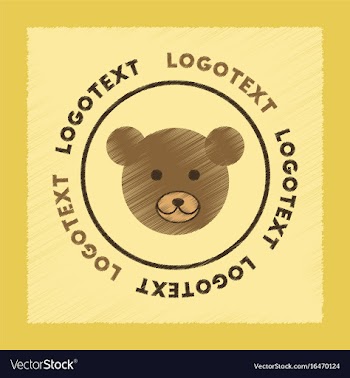 Flat shading style icon bear logo vector image