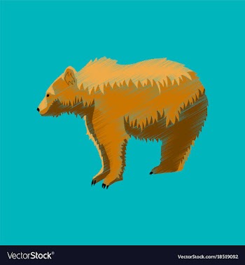 Flat shading style icon bear vector image