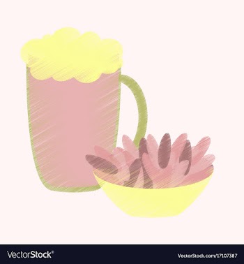 Flat shading style icon beer and nuts vector image