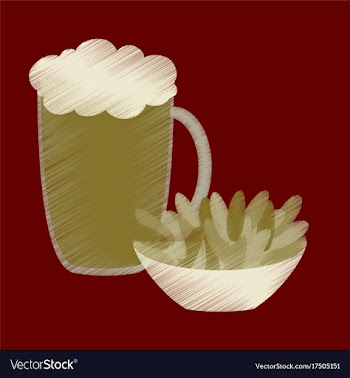 Flat shading style icon beer and nuts vector image